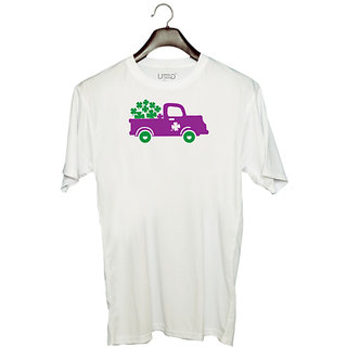                       UDNAG Unisex Round Neck Graphic 'jeep' Polyester T-Shirt White                                              