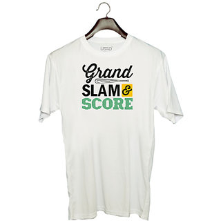                       UDNAG Unisex Round Neck Graphic 'Grand Slam | Grand Slam & Score' Polyester T-Shirt White                                              