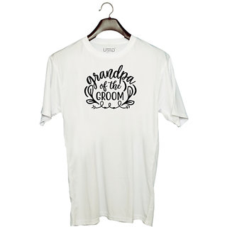                       UDNAG Unisex Round Neck Graphic 'Grandpa | Grandma of the groom' Polyester T-Shirt White                                              