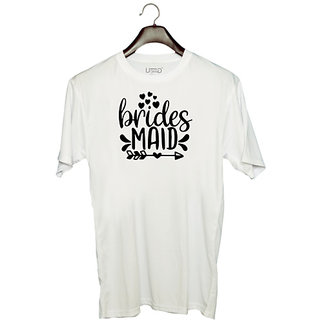                       UDNAG Unisex Round Neck Graphic 'Love Bride | Brides Maid' Polyester T-Shirt White                                              