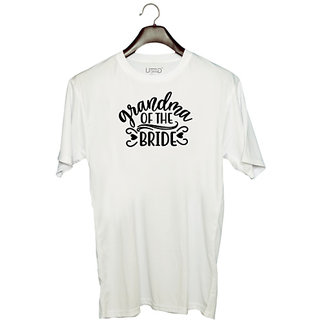                       UDNAG Unisex Round Neck Graphic 'Grand Mom | Grandma of the bride' Polyester T-Shirt White                                              