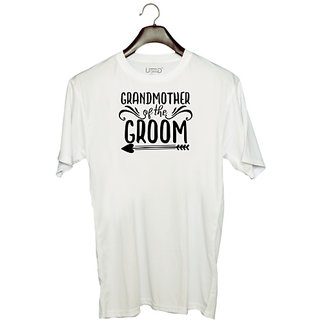                       UDNAG Unisex Round Neck Graphic 'Mother | Grandmother of the groom' Polyester T-Shirt White                                              