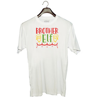                       UDNAG Unisex Round Neck Graphic 'Brother | Brother elf1' Polyester T-Shirt White                                              