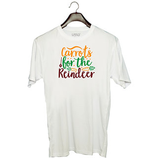                       UDNAG Unisex Round Neck Graphic 'Reindeer | carrots for the reindeer' Polyester T-Shirt White                                              
