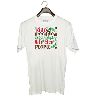                      UDNAG Unisex Round Neck Graphic 'kind people is my kinda people' Polyester T-Shirt White                                              
