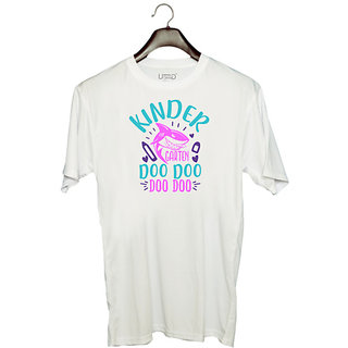                       UDNAG Unisex Round Neck Graphic 'Shark | kinder garten doo doo' Polyester T-Shirt White                                              