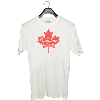                       UDNAG Unisex Round Neck Graphic 'Canadian | Canadian Cute-Eh' Polyester T-Shirt White                                              