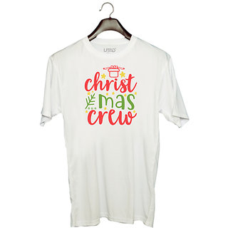                       UDNAG Unisex Round Neck Graphic 'Christmas Santa | Christmas crew' Polyester T-Shirt White                                              