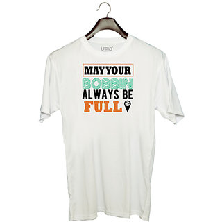                       UDNAG Unisex Round Neck Graphic 'Make your Bonnin Always Be Full' Polyester T-Shirt White                                              