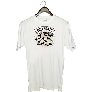                       UDNAG Unisex Round Neck Graphic 'Driversity | Celebrate driversity' Polyester T-Shirt White                                              