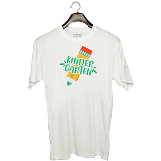                       UDNAG Unisex Round Neck Graphic 'School Teacher | kinder gartenn' Polyester T-Shirt White                                              
