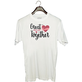                       UDNAG Unisex Round Neck Graphic 'Together | GREAT MOM ENTS TOGETHER' Polyester T-Shirt White                                              