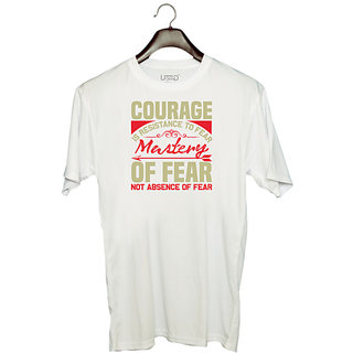                       UDNAG Unisex Round Neck Graphic 'Courage | Courage' Polyester T-Shirt White                                              