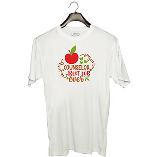                       UDNAG Unisex Round Neck Graphic 'Counselor | counselor best job ever' Polyester T-Shirt White                                              