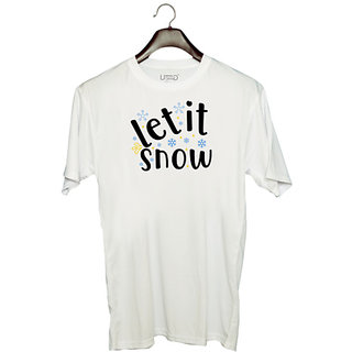                       UDNAG Unisex Round Neck Graphic 'let it snow' Polyester T-Shirt White                                              