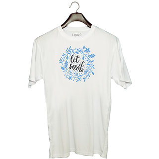                       UDNAG Unisex Round Neck Graphic 'Snow | let it snow' Polyester T-Shirt White                                              