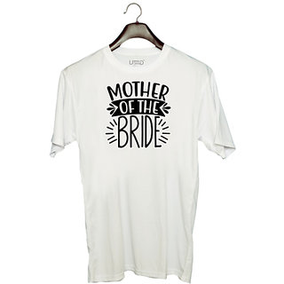                       UDNAG Unisex Round Neck Graphic 'Mummy | Mother of the Bridee' Polyester T-Shirt White                                              