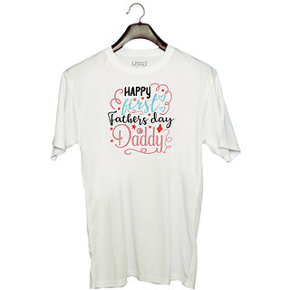                       UDNAG Unisex Round Neck Graphic 'Dad Daddy | Happy first fathers day daddy' Polyester T-Shirt White                                              