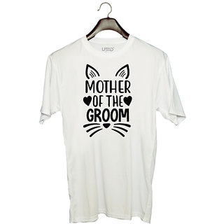                       UDNAG Unisex Round Neck Graphic 'Mummy | Mother of the Groommm' Polyester T-Shirt White                                              