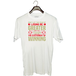                       UDNAG Unisex Round Neck Graphic 'Losing winning | Don't let the' Polyester T-Shirt White                                              