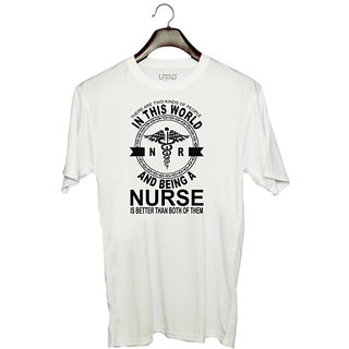                       UDNAG Unisex Round Neck Graphic 'Nurse | There are two kinds of People' Polyester T-Shirt White                                              