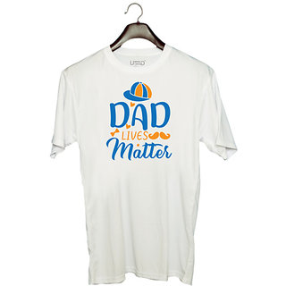                       UDNAG Unisex Round Neck Graphic 'Dad Father | Dad lives matter' Polyester T-Shirt White                                              