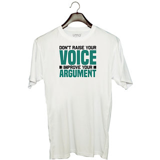                       UDNAG Unisex Round Neck Graphic 'Don't raise your' Polyester T-Shirt White                                              