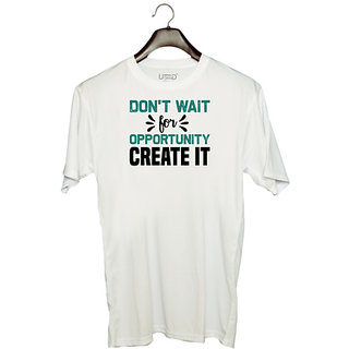                       UDNAG Unisex Round Neck Graphic 'opportunity | Don't wait for' Polyester T-Shirt White                                              