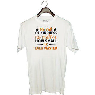                       UDNAG Unisex Round Neck Graphic 'No act' Polyester T-Shirt White                                              