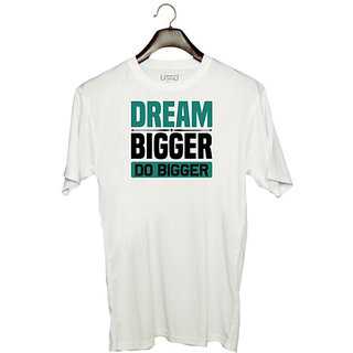                       UDNAG Unisex Round Neck Graphic 'Dream | Dream Bigger' Polyester T-Shirt White                                              