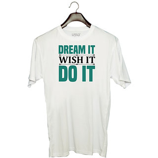                       UDNAG Unisex Round Neck Graphic 'Dream | Dream it' Polyester T-Shirt White                                              