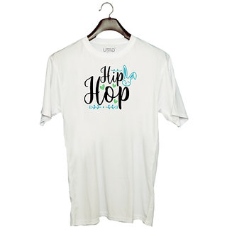                       UDNAG Unisex Round Neck Graphic 'Hip Hop' Polyester T-Shirt White                                              