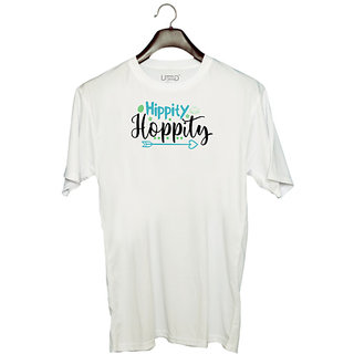                       UDNAG Unisex Round Neck Graphic 'hippity hoppity' Polyester T-Shirt White                                              