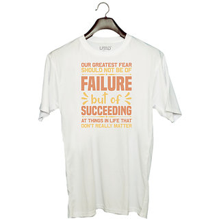                       UDNAG Unisex Round Neck Graphic 'Failure | Our Greatest' Polyester T-Shirt White                                              
