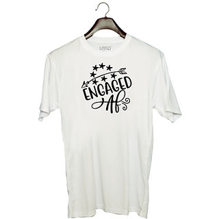                       UDNAG Unisex Round Neck Graphic 'Engaged' Polyester T-Shirt White                                              