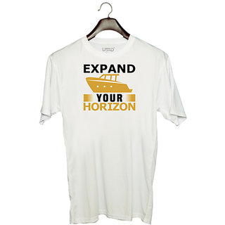                       UDNAG Unisex Round Neck Graphic 'Expand your' Polyester T-Shirt White                                              