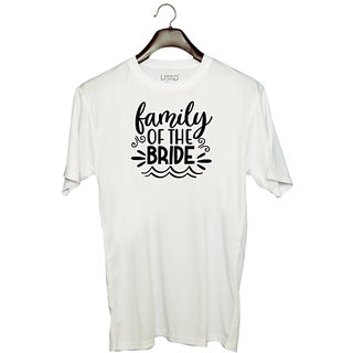                       UDNAG Unisex Round Neck Graphic 'Bride | Family of the bride' Polyester T-Shirt White                                              