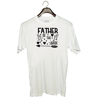                       UDNAG Unisex Round Neck Graphic 'Papa | Father of the bride' Polyester T-Shirt White                                              