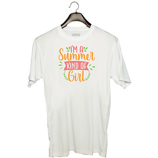                       UDNAG Unisex Round Neck Graphic 'Summer girl | i'm a summer kind of girl' Polyester T-Shirt White                                              
