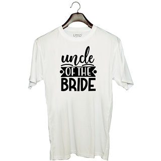                       UDNAG Unisex Round Neck Graphic 'Uncle | Uncle of the bridee' Polyester T-Shirt White                                              