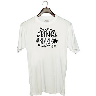                       UDNAG Unisex Round Neck Graphic 'Ring bearer' Polyester T-Shirt White                                              
