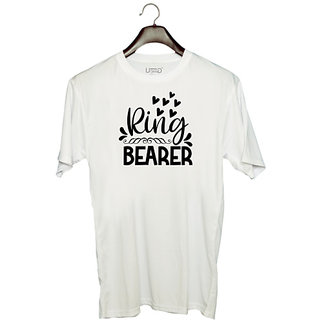                       UDNAG Unisex Round Neck Graphic 'Ring bearerr' Polyester T-Shirt White                                              