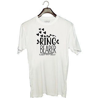                       UDNAG Unisex Round Neck Graphic 'Ring bearerrr' Polyester T-Shirt White                                              