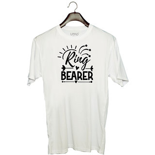                       UDNAG Unisex Round Neck Graphic 'Ring bearerrrr' Polyester T-Shirt White                                              