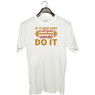                       UDNAG Unisex Round Neck Graphic 'Gym | If it was' Polyester T-Shirt White                                              