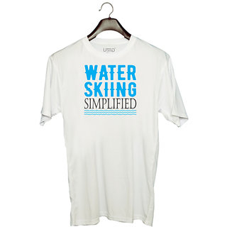                       UDNAG Unisex Round Neck Graphic 'Water Skiing' Polyester T-Shirt White                                              