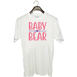                       UDNAG Unisex Round Neck Graphic 'Bear | BABY BEAR' Polyester T-Shirt White                                              