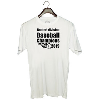                       UDNAG Unisex Round Neck Graphic 'Baseball | Centerl division (2)' Polyester T-Shirt White                                              