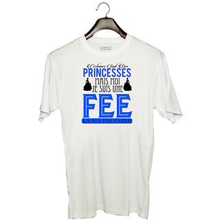                       UDNAG Unisex Round Neck Graphic 'Princess | Certaines Sont Des' Polyester T-Shirt White                                              