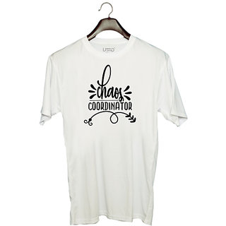                       UDNAG Unisex Round Neck Graphic 'Silly Quotes | chaos coordinator' Polyester T-Shirt White                                              
